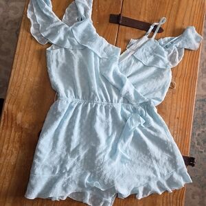 Superdown Sky Blue Gathered Romper